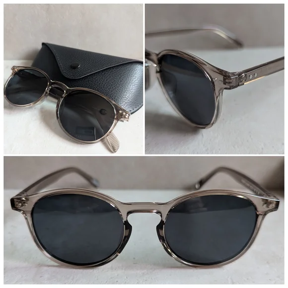Classic Gray Round Unisex Sunglasses with Case - Picture 1 of 4